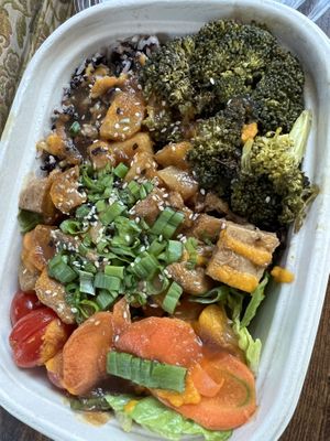 burnt broccoli & tofu bowl  at Pow Pow - I St NW  in Washington