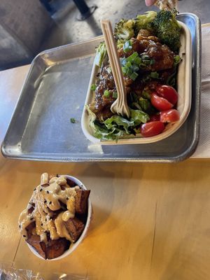 Miso sweet potatoes & General’s Chickn  at Pow Pow - I St NW  in Washington