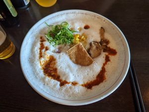 Red chilli vegan paitan ramen at Tosaka Ramen Bar in Northbridge