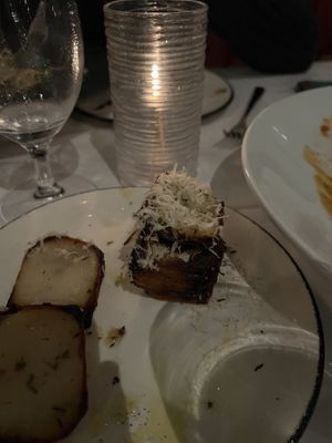 Truffle potatoes (partially eaten)  at Crossroads Kitchen in Calabasas