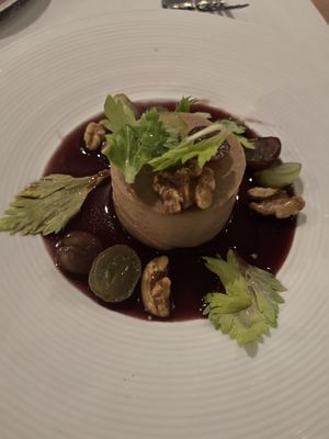 Foie Gras, comes with a side of bread chips  at Crossroads Kitchen in Calabasas