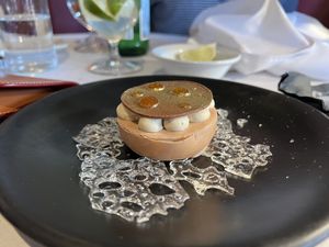 Carmel chocolate popcorn tart  at Crossroads Kitchen in Calabasas