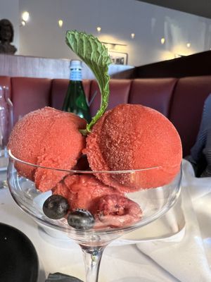 Strawberry sorbet  at Crossroads Kitchen in Calabasas