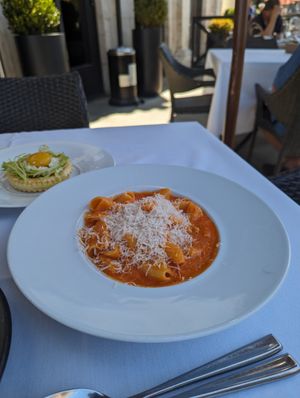 Vodka noodles spicyyyyy with really good vegan parmesan at Crossroads Kitchen in Calabasas