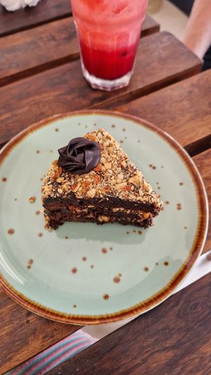 Vegan Almond Praline cake ♡ at Gourmestan in Panaji