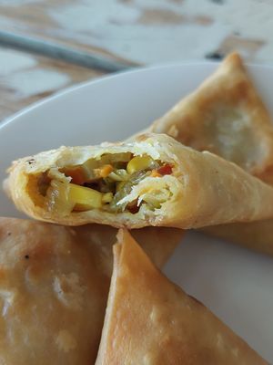 Veg Samosas (á 15 BWP) at Dusty Donkey Cafe in Maun