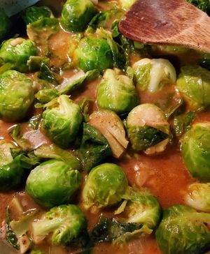 Smothered Brussels Sprouts at Hipp Vegan in Houston