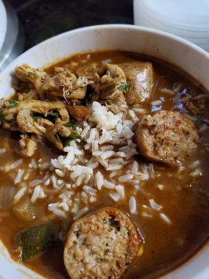 Creole Veggie Gumbo w/Lions Mane at Hipp Vegan in Houston