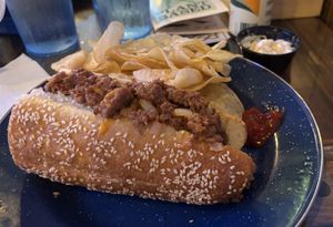 Chopped Cheese plant based burger with vegan mayo   at Archetype Pizza in York