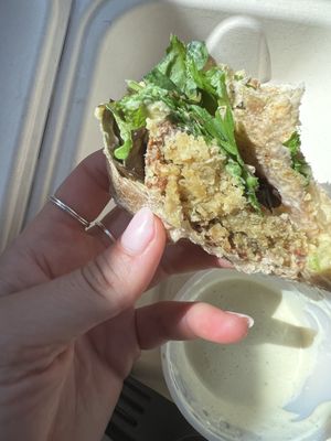 Pretty basic falafel wrap but it was refreshing & the tahini dressing was vury good  #Veganuary at Veg Out in Haiku