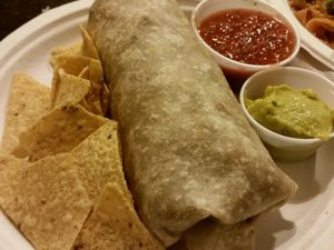 works burrito vegan at Veg Out in Haiku