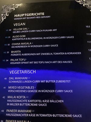 VG = Vegan  at Rasmalai in Munich