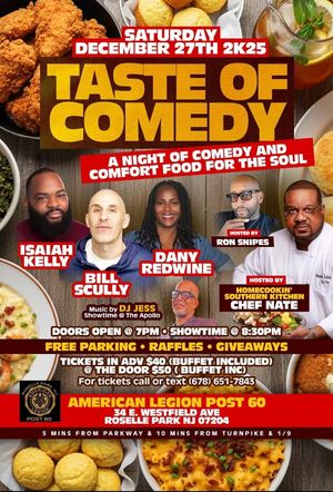 Come join us for a night of laughter, food, & music.  at Homecookin' Southern Kitchen in Roselle