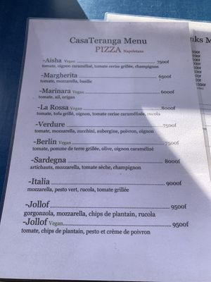 menu 1  at CasaTeranga PlantBaseDakar in Dakar