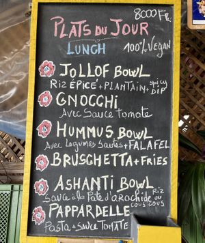 Menu  at CasaTeranga PlantBaseDakar in Dakar