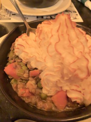 Not the best pic but vegan shephards pie! at The Burren in Somerville