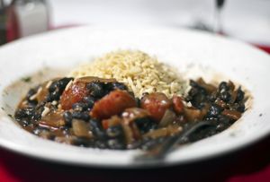 Black Bean Espresso Chili served with brown rice at The Burren in Somerville