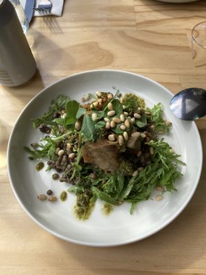 Pumpkin crepe with lentils  at Aihe Restaurant in Akaroa