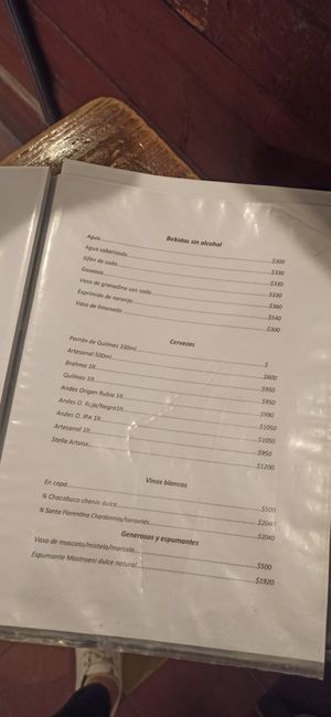 Menu at Lo De Urquiza in Villa De Merlo