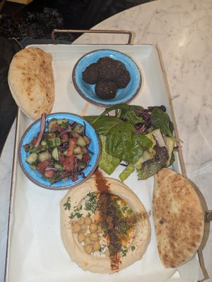 Falafel plate at Cafe Landwer in Toronto
