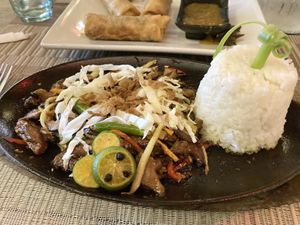 Mushroom sizzling sissig -highly recommended!  at Villa Potenciana Restaurant in Malapascua Island