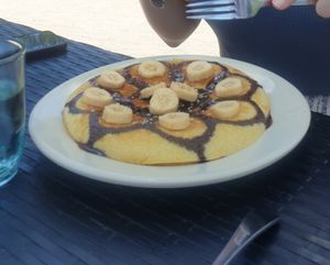 Banana pancake vegan at Villa Potenciana Restaurant in Malapascua Island