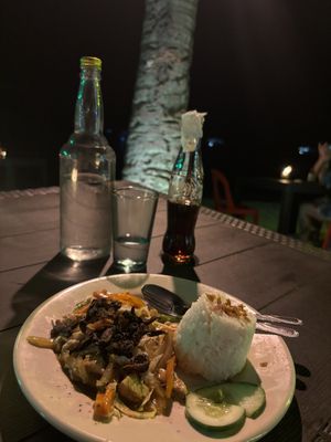Garlic Tofu with dried Mushrooms  at Villa Potenciana Restaurant in Malapascua Island