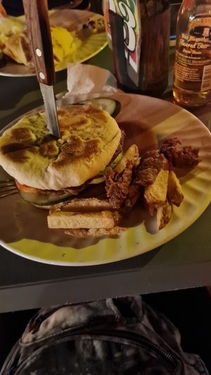 Pita Burger with Fries at Villa Potenciana Restaurant in Malapascua Island