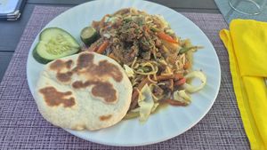 Filipino magic noodles at Villa Potenciana Restaurant in Malapascua Island