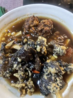 Really terrible photo of the Rasta ramen ( it was so good!!!)  at Villa Potenciana Restaurant in Malapascua Island