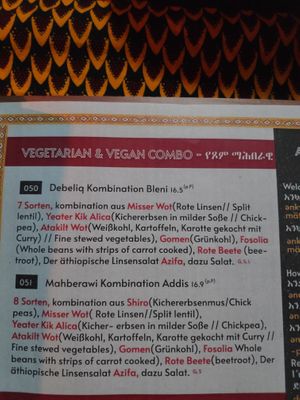 Vegan main dishes at Lalibela Restaurant - Kreuzberg in Berlin