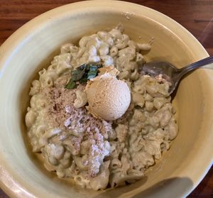 Vegan mac and cheese at Cafe Gratitude in Kansas City