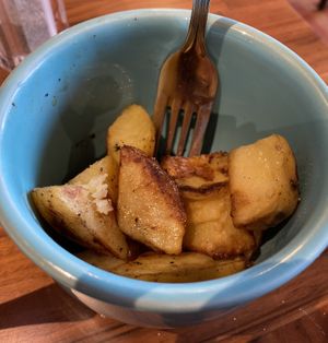 Awesome garlic roasted potatoes at Cafe Gratitude in Kansas City