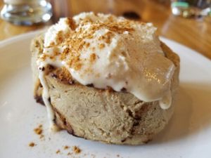 cinnamon roll at Cafe Gratitude in Kansas City