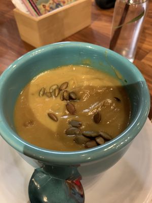 Butternut squash soup   at Cafe Gratitude in Kansas City