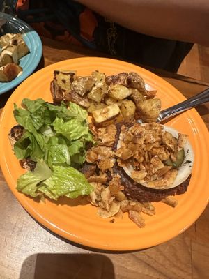Their veggie patty with coconut bacon #Veganuary at Cafe Gratitude in Kansas City