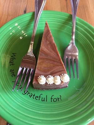 almond butter cheesecake at Cafe Gratitude in Kansas City