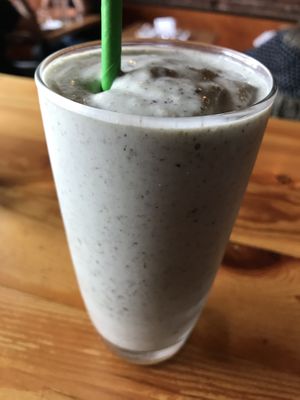 Mint choc chip shake at Cafe Gratitude in Kansas City