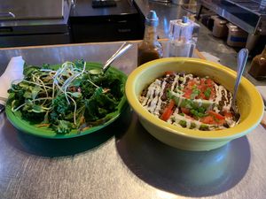 Side kale salad and chili! So amazing. This place never disappoints  at Cafe Gratitude in Kansas City