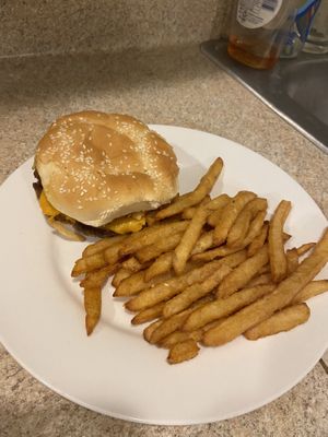 Simply Plantastic burger and plain fries  at Plantastic Indy in Indianapolis