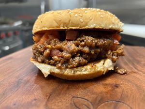 Our twist on an American classic. It's messily delicious & full of flavor at Plantastic Indy in Indianapolis