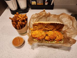 Shrimp poboy at Plantastic Indy in Indianapolis