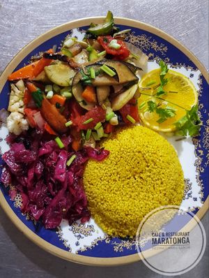 Fried Veggies with CousCous at Café & Restaurant Maratonga in Luxor