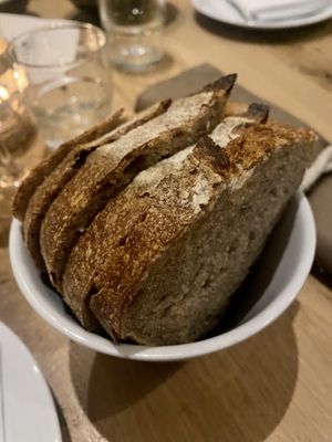 Bread served with the first course  at Vert Restaurant in Middelburg