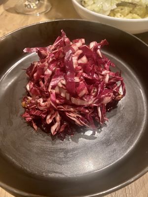 Red beet tartare with vegan feta and radicchio  at Vert Restaurant in Middelburg