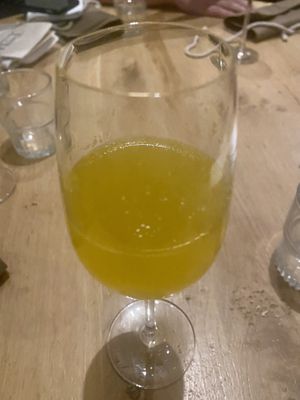 Drink paring for the dessert: mandarin, rosemary and sparkling water  at Vert Restaurant in Middelburg