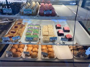 Take-out only display case at Capital City Bakery in Austin