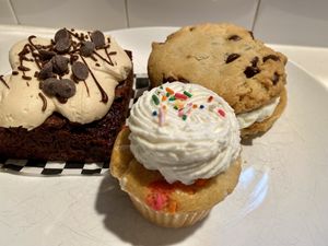 Brownie, cookie sandwich and confetti cupcake  #Veganuary at Capital City Bakery in Austin