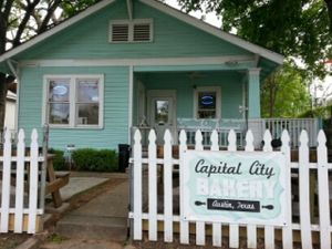 outside at Capital City Bakery in Austin
