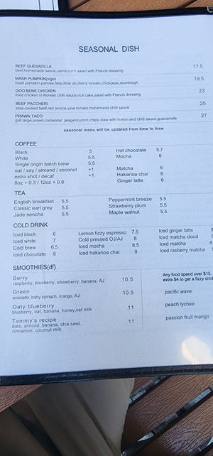 Menu 2 - March 2025 at Benedict's in Auckland